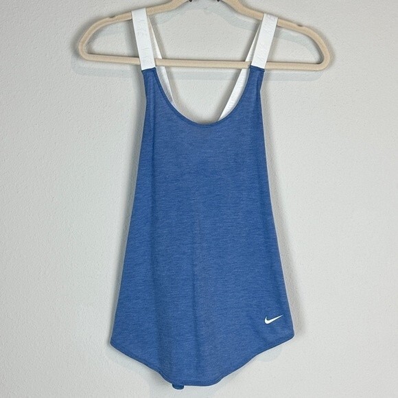 Nike Dri-fit Cross Back Blue Tank Top XS - Picture 1 of 7